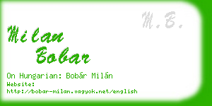 milan bobar business card
